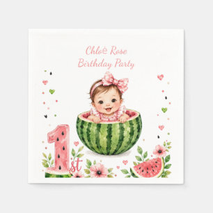 Servilleta De Papel Una niña de sandía cumple 1 año