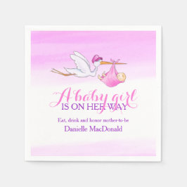 Servilleta De Papel Una niña está en camino de servilletas de cigüeñas