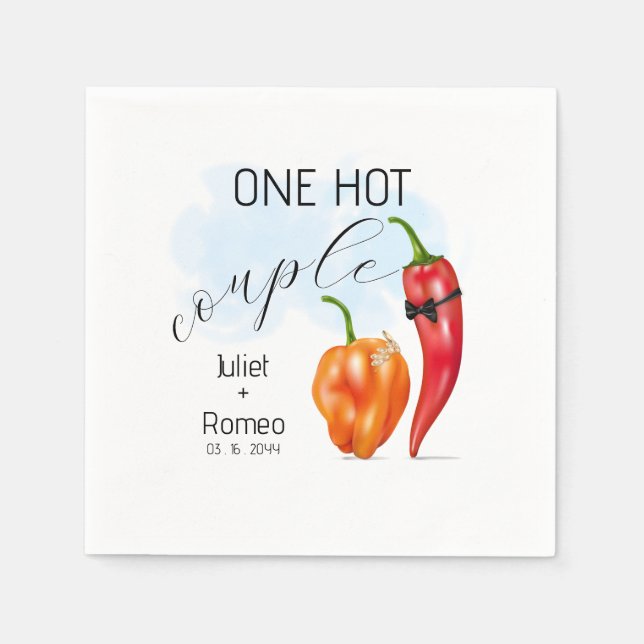 Servilleta De Papel Una pareja caliente pimienta picante boda (Anverso)