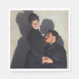 Servilleta De Papel Una pareja con sombras fundidas (por Emile Friant)