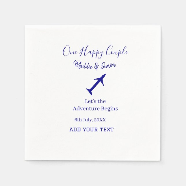 Servilleta De Papel Una pareja feliz comienza la aventura boda co (Anverso)