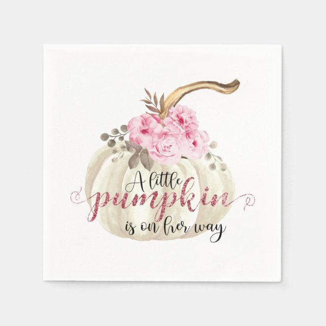 Servilleta De Papel Una pequeña calabaza acuarela rosa floral (Anverso)