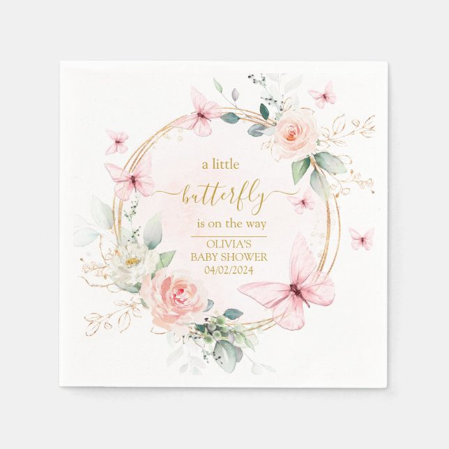 Servilleta De Papel Una pequeña ducha de mariposa (Anverso)