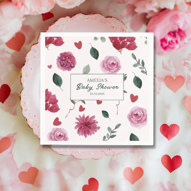 Servilleta De Papel Una pequeña ducha valentina floral de bebé (Subido por el creador)