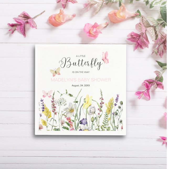 Servilleta De Papel Una pequeña mariposa floral de papel de Baby Showe (Subido por el creador)