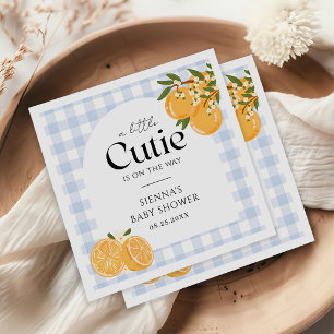 Servilleta De Papel Una pequeña naranja gingham citrus baby shower Cut