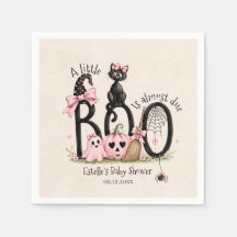 Una pequeña niña Boo rosa baby shower de Halloween