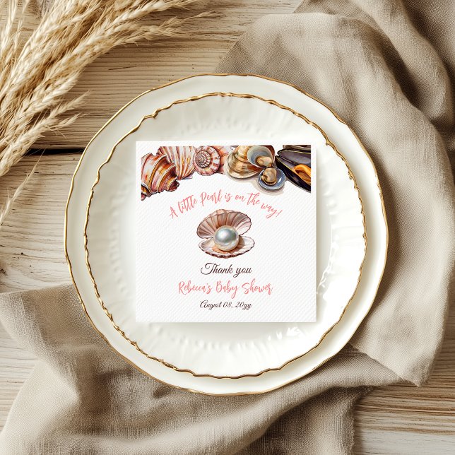 Servilleta De Papel Una pequeña perla bajo el mar Chica Baby Shower (Subido por el creador)