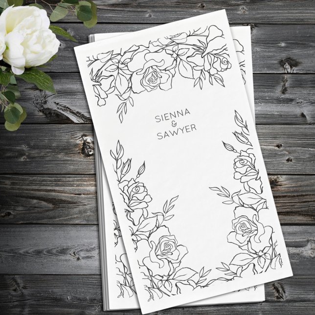 Servilleta De Papel Una Posada De Rosas Línea Dibuja Boda (Subido por el creador)