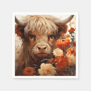 Servilleta De Papel Una serie floral de vacas de las Highlands Diseño