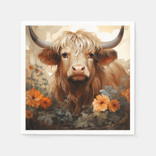Servilleta De Papel Una serie floral de vacas de las Highlands Diseño