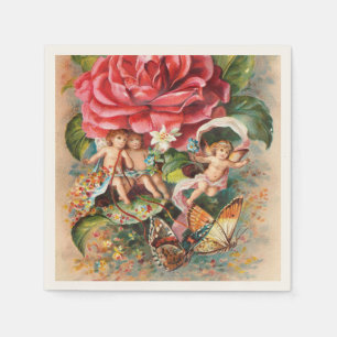 Servilleta De Papel Una tarjeta postal vintage de Navidad de la era vi