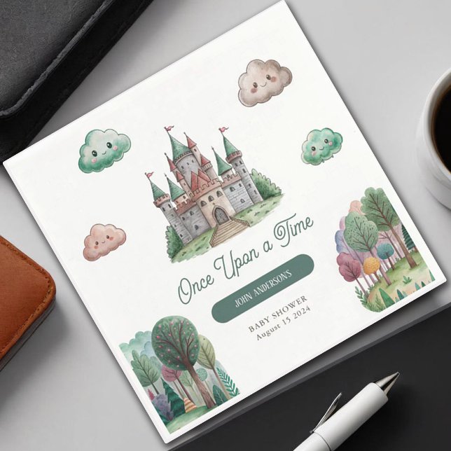Servilleta De Papel Una vez el Castillo Verde Pastel Baby Shower (Subido por el creador)