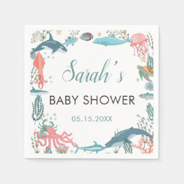 Servilleta De Papel Under Sea Cute Ocean Animals Baby Shower RSVP