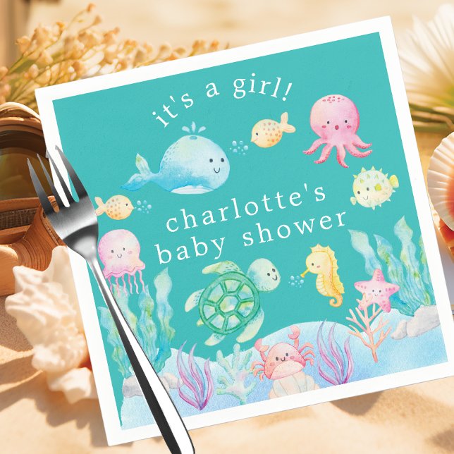 Servilleta De Papel Under the Sea Adventure Baby Shower (Subido por el creador)