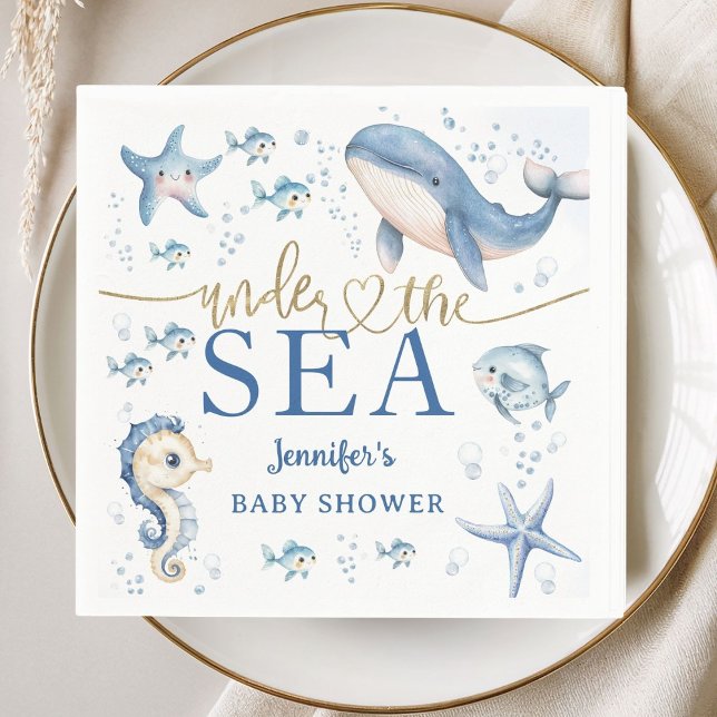 Servilleta De Papel Under The Sea Baby Shower Boy Blue Ocean Paper (Subido por el creador)