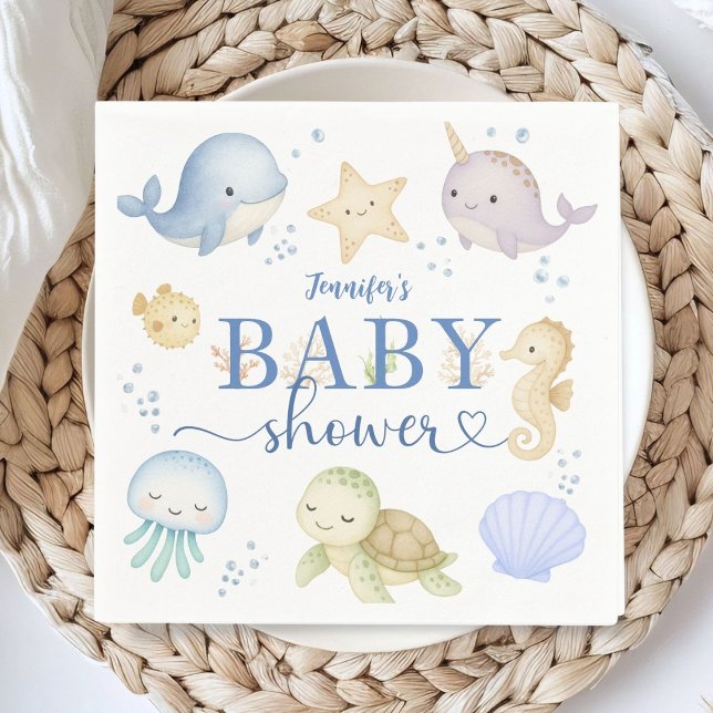 Servilleta De Papel Under The Sea Baby Shower Boy Ocean Paper (Subido por el creador)