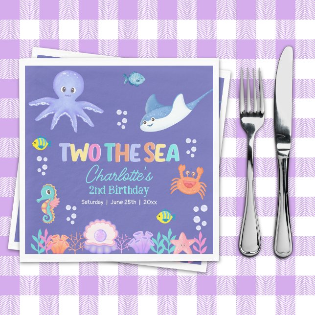 Servilleta De Papel Under the Sea Birthday – TWO the SEA Girl Theme (Subido por el creador)