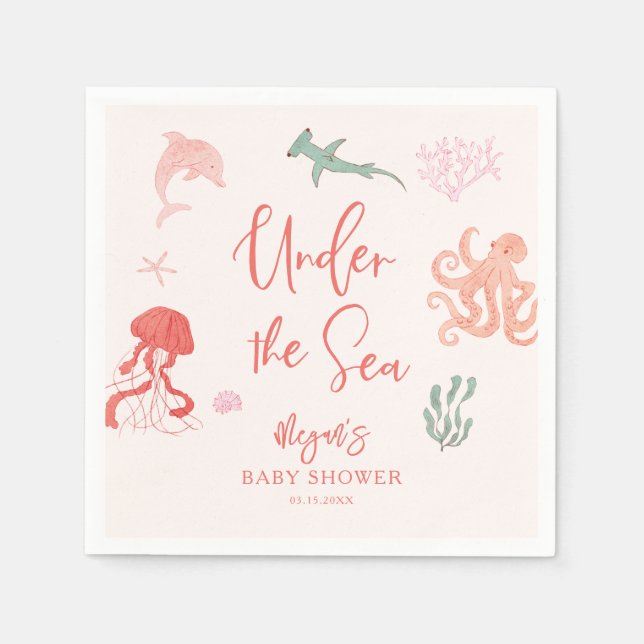 Servilleta De Papel Under the Sea Chica Baby Shower (Anverso)