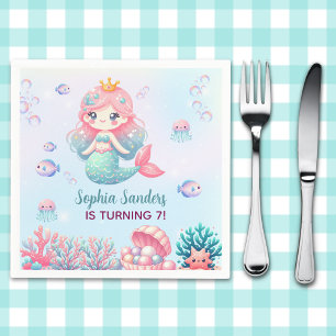 Servilleta De Papel Under the sea - Cute Mermaid Birthday Girl