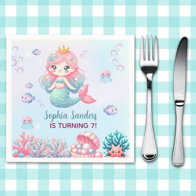 Servilleta De Papel Under the sea - Cute Mermaid Birthday Girl (Subido por el creador)