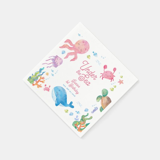 Servilleta De Papel Under the Sea Kids 1st Birthday (Borde)