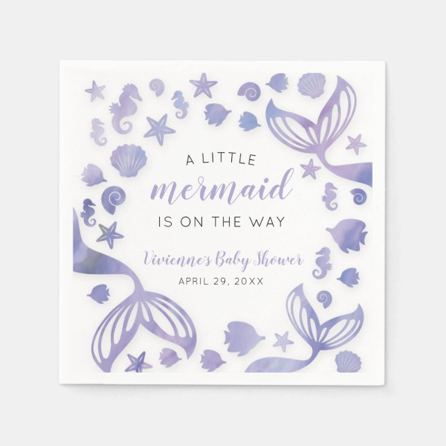 Servilleta De Papel Under the Sea Mermaid Baby Shower (Anverso)