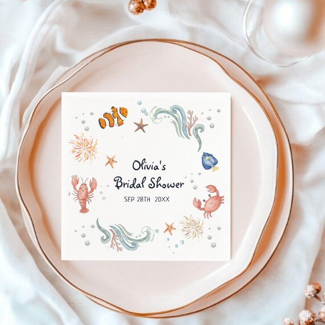 Servilleta De Papel Under the Sea She's a Catch Bridal Shower Cocktail (Subido por el creador)