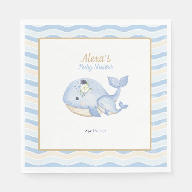 Servilleta De Papel Under the Sea Whale Baby Shower (Chico) (Anverso)