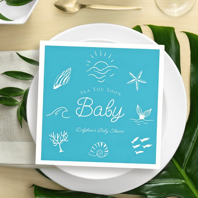 Servilleta De Papel Under the Sea You Soon Blue Boy Baby Shower (Subido por el creador)