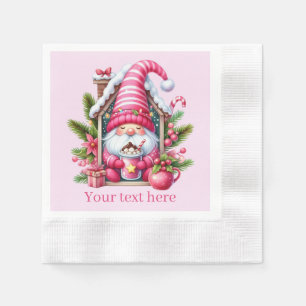 Servilleta De Papel Únete al gnomo de cacao rosado festivo