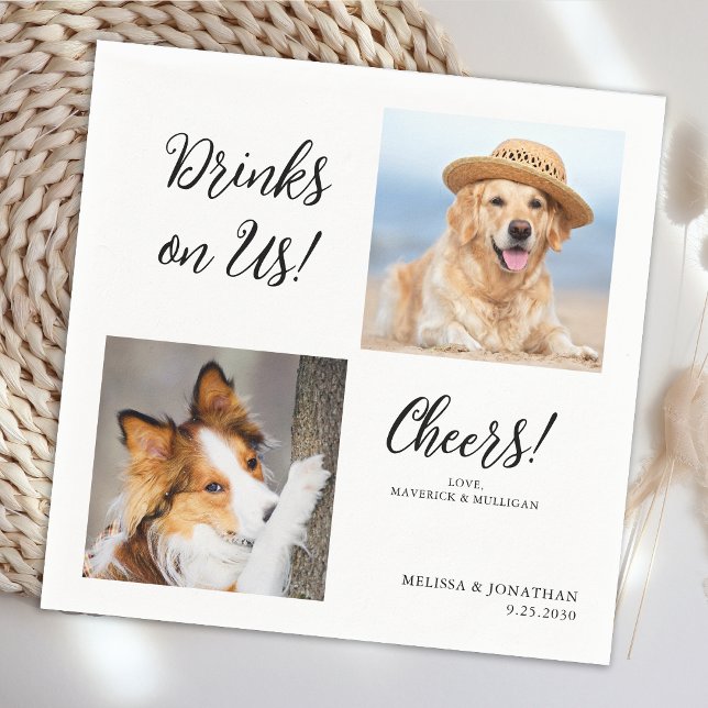 Servilleta De Papel Único 2 Fotos Bebidas En Boda De Perro Gato Mascot (Subido por el creador)