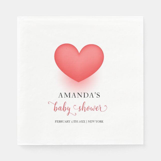 Servilleta De Papel Único Pequeño Corazón San Valentín Baby Shower (Anverso)
