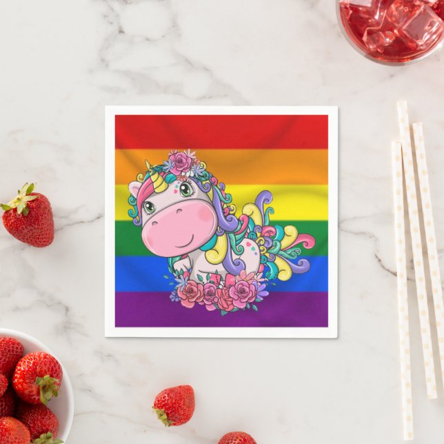 Servilleta De Papel Unicon lindo y feliz Napkins de Cumpleaños (In situ)