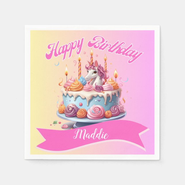 Servilleta De Papel Unicorn 5th Birthday Napkins (Anverso)
