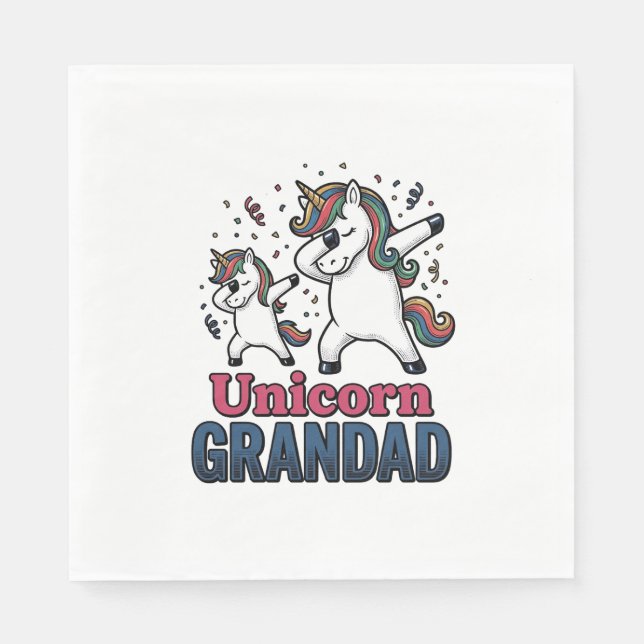 Servilleta De Papel Unicorn Grandad Vintage Engraving Shirt Design_1 (Anverso)