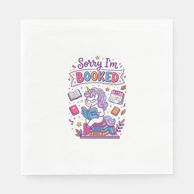 Servilleta De Papel Unicorn Lo siento estoy reservado Estilo Retro Imp (Anverso)