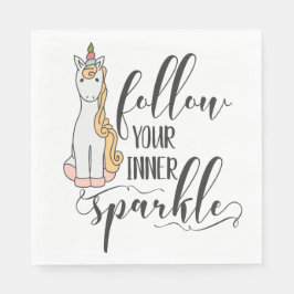 Servilleta De Papel Unicorn Sigue A Tu Fiesta De Esparkle Interior (Co
