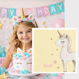 Servilleta De Papel Unicorn Yellow & Pink Girl Birthday Party Cocktail