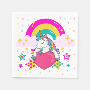 Servilleta De Papel Unicornio arcoiris con estrellas