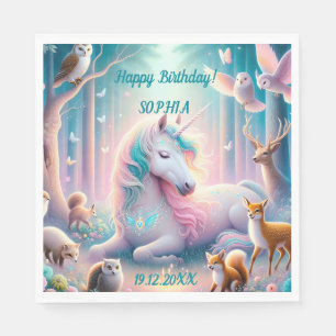 Servilleta De Papel Unicornio, Bebé/ Niños, Nombre Personalizado de Cu