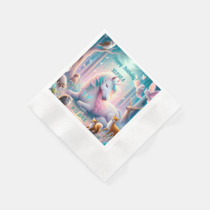 Servilleta De Papel Unicornio, Bebé/ Niños, Nombre Personalizado de Cu
