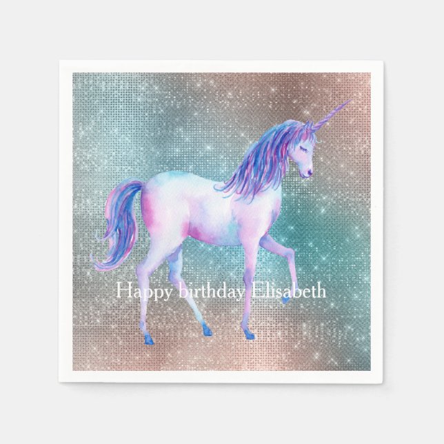 Servilleta De Papel Unicornio Brillante (Anverso)