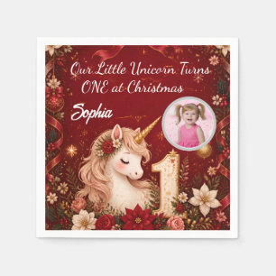 Servilleta De Papel Unicornio Carmesí Floral Cumpleaños Navidad 1º 