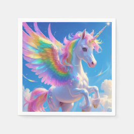 Servilleta De Papel Unicornio con aleta de arcoiris