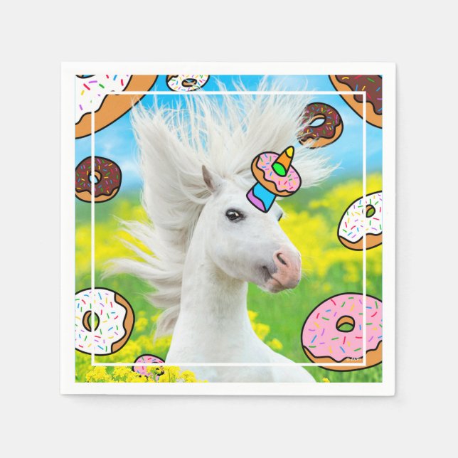 Servilleta De Papel Unicornio con donuts (Anverso)