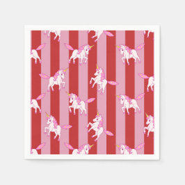 Servilleta De Papel Unicornio con rayas rosadas y rojas