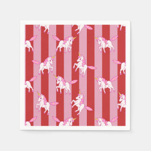 Servilleta De Papel Unicornio con rayas rosadas y rojas