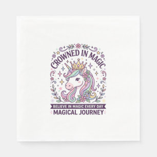 Servilleta De Papel Unicornio Coronado en Tipografía Negrita Mágica Gr
