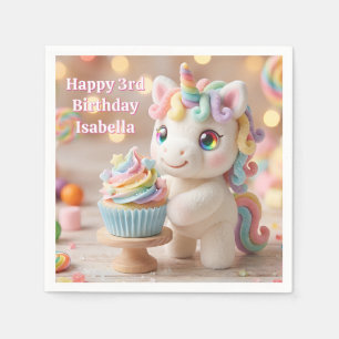 Servilleta De Papel Unicornio de Caramelo Pastel con Cupcake de Arcoír